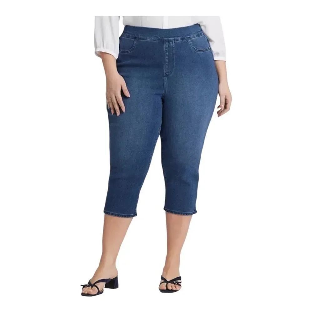 NYDJ Plus Size Dakota Crop Pull-On Jeans Pull On Stretch Olympus Blue 5X NWT